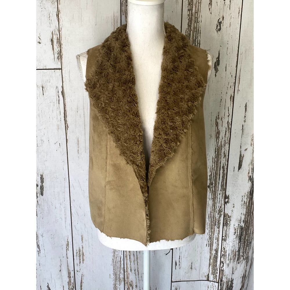 Ariat Tan Suede Feel Knit Fur Collar Vest